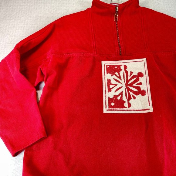 Vintage COLDWATER CREEK XXL Red Y2K Faded Snowflake Holiday Half Zip Sweater - Picture 1 of 11